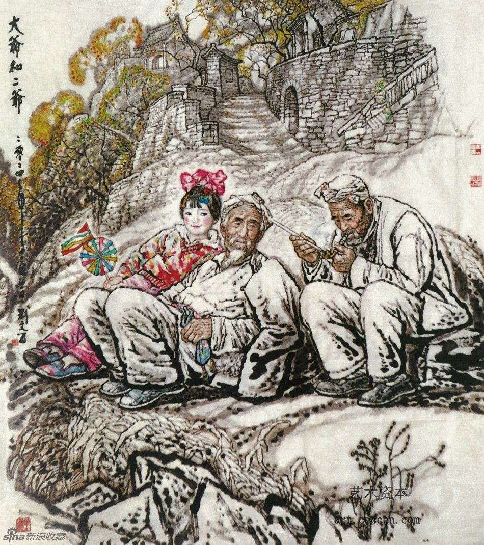 大爷和二爷 220cm×200cm 2004年